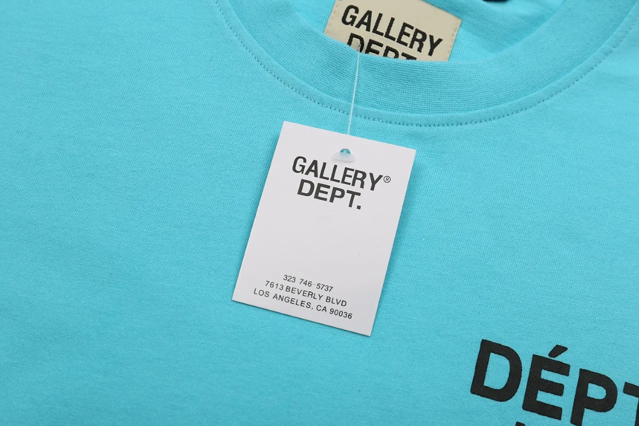 648#Gallery Dept New Classic Basic French Letters LOGO Basic Slogan Round Neck Short Sleeve T-Shirt Pure Cotton Tee Royal Blue Red Lake Blue Apricot Print Blue Apricot Print Black S～XL p90